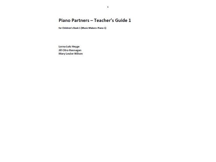 Piano Partners Teacher Guide 1